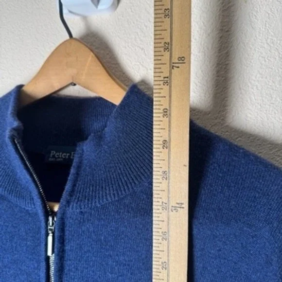 Peter Elliot 100% Cashmere 1/4 Zip Pullover Sweater Mens Blue Luxury‎ XL Large